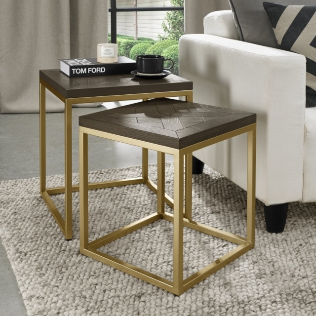 Vancouver Fumed Oak Nest Of Lamp Tables - image 1