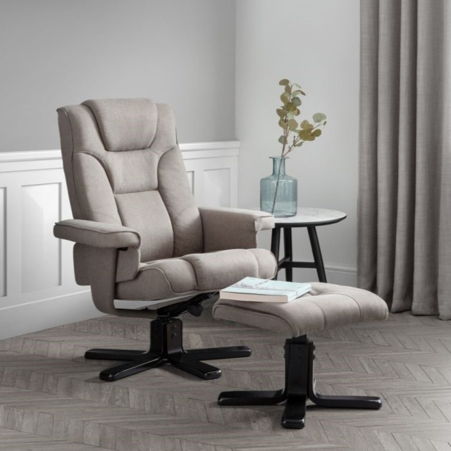 Julian Bowen Malmo Swivel Recliner Chair and Stool Set - Grey