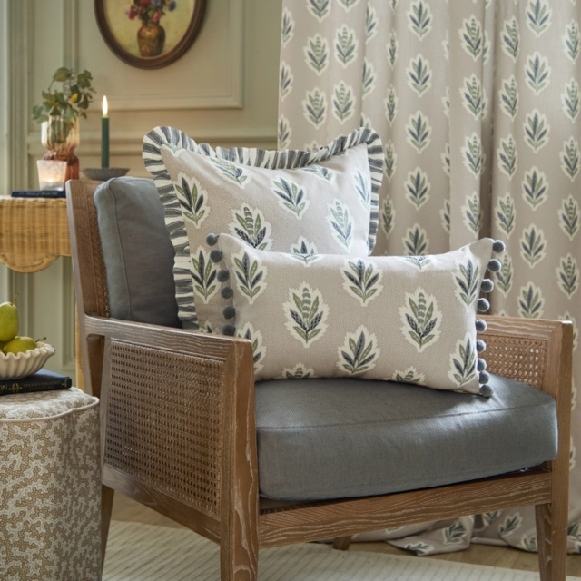 Sanderson Sessile Leaf Feather Rich Cushion 30x50cm - Flax - image 1