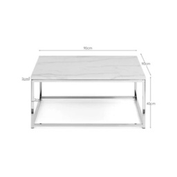 Julian Bowen Scala Square Marble Top Coffee Table - White - thumbnail 4