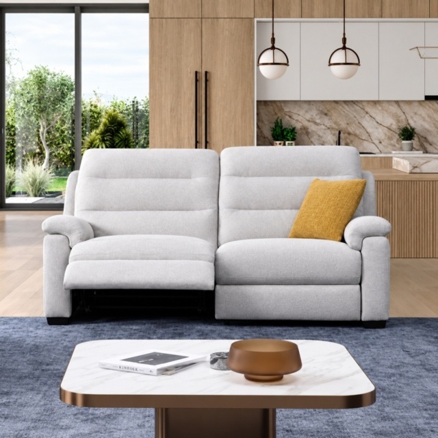 Nelson 2 Seater Fabric Sofa With 2 Power Recliners and Lumbar Support - image 1