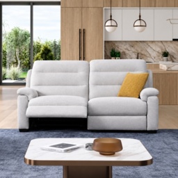 Nelson 2 Seater Fabric Sofa With 2 Power Recliners and Lumbar Support