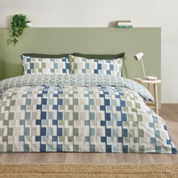 Catherine Lansfield Bryson Duvet Set - Blue - Double - thumbnail 1
