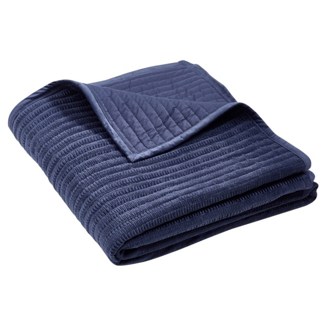 Catherine Lansfield Velvet Pinsonic Bedspread 220x220cm - Navy - image 1