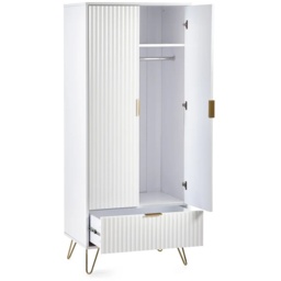 Julian Bowen Murano 2 Door 1 Drawer Wardrobe - Matt White - thumbnail 5