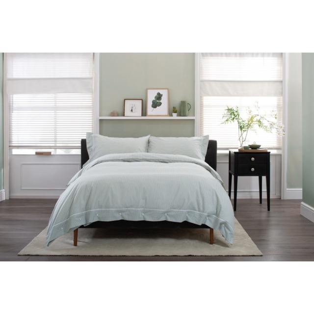 The Lyndon Company Southport Stripe Duvet Set - Green - King - image 1