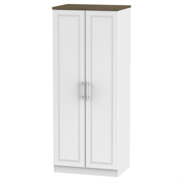 Kent 2 Door Wardrobe - White Ash and Oak - image 1