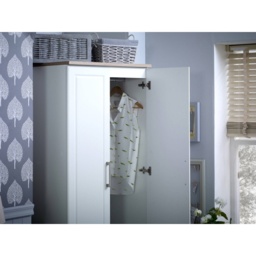 Kent 2 Door Wardrobe - White Ash and Oak - thumbnail 2