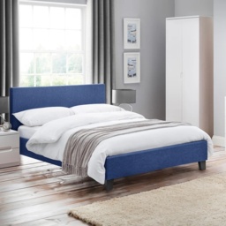 Julian Bowen Rialto Bed - Dark Blue Linen - 135cm Double - thumbnail 1