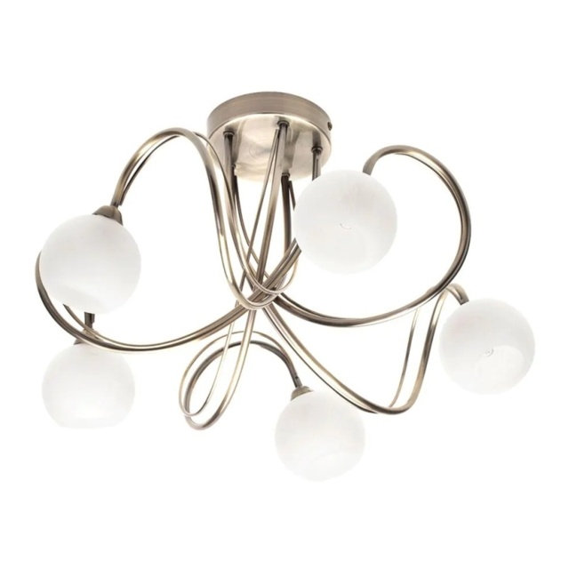 BHS Soni Large 5 Light Flush Ceiling Light - Antique Brass - image 1