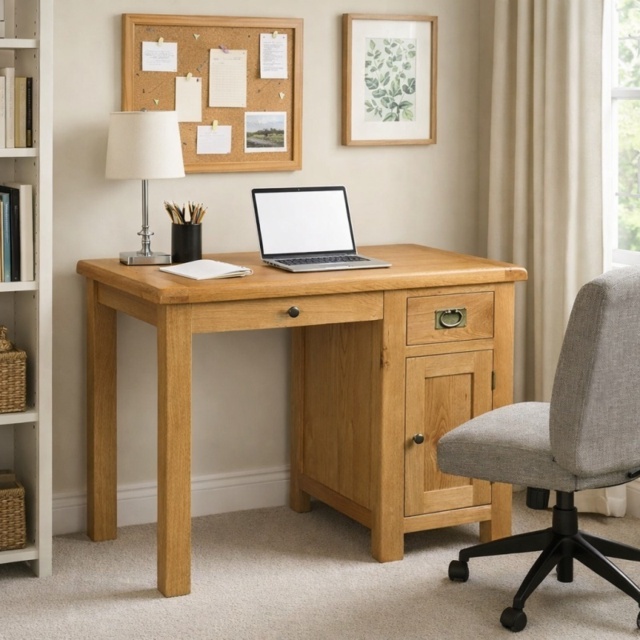 Ascot Rustic Oak Single Desk - image 1