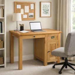 Ascot Rustic Oak Single Desk - thumbnail 1