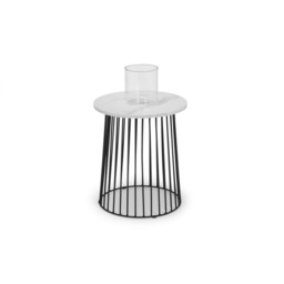 Julian Bowen Broadway Round Lamp Table - White Marble - thumbnail 2