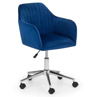 Julian Bowen Kahlo Velvet Swivel Office Chair - Blue/Chrome - image 1