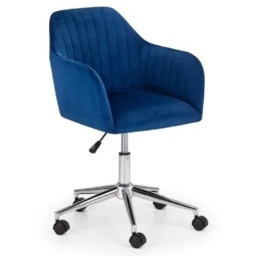 Julian Bowen Kahlo Velvet Swivel Office Chair - Blue/Chrome - thumbnail 3