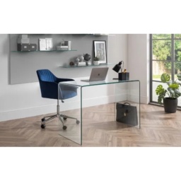 Julian Bowen Kahlo Velvet Swivel Office Chair - Blue/Chrome - thumbnail 2