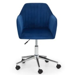 Julian Bowen Kahlo Velvet Swivel Office Chair - Blue/Chrome - thumbnail 4