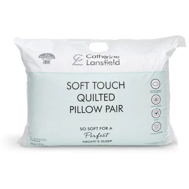 Catherine Lansfield Soft Touch Quilted Pillow Pair - image 1