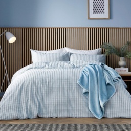 Helena Springfield Calico and Chalk Tranquil Check Duvet Set - Blue - King