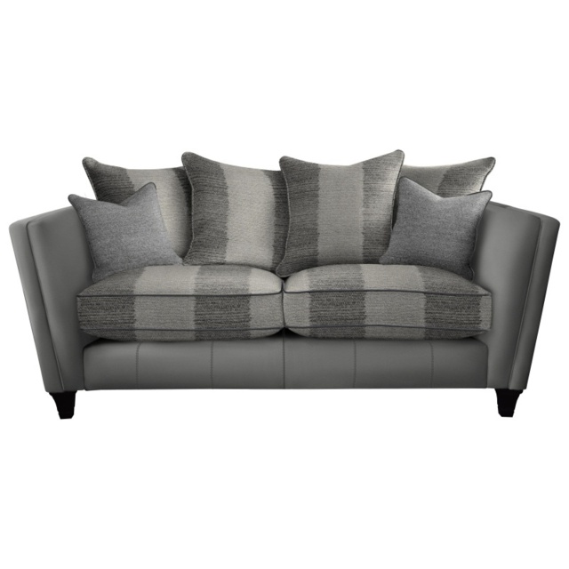 Parker Knoll Harlow Large 2 Seater Pillow Back Leather/Fabric Sofa - Leather/Fabric Mix - image 1