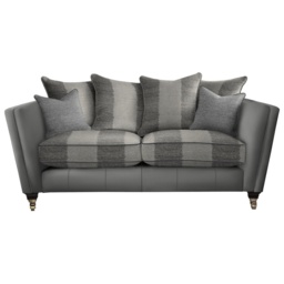 Parker Knoll Harlow Large 2 Seater Pillow Back Leather/Fabric Sofa - Leather/Fabric Mix - thumbnail 2
