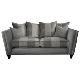 Parker Knoll Harlow Large 2 Seater Pillow Back Leather/Fabric Sofa - Leather/Fabric Mix - thumbnail 1