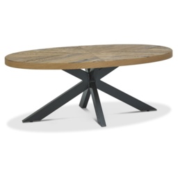 Winnipeg Rustic Oak Oval Coffee Table - thumbnail 3