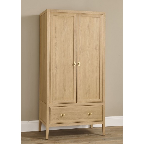 Illinois 2 Door Wardrobe With Drawer - Oak - image 1