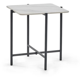 Julian Bowen Siena Marbled Sintered Stone Square Lamp Table - White - thumbnail 2