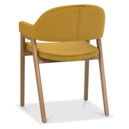 Brandon Rustic Oak Upholstered Arm Chair Pair - Mustard Velvet - thumbnail 5