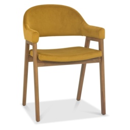 Brandon Rustic Oak Upholstered Arm Chair Pair - Mustard Velvet - thumbnail 4