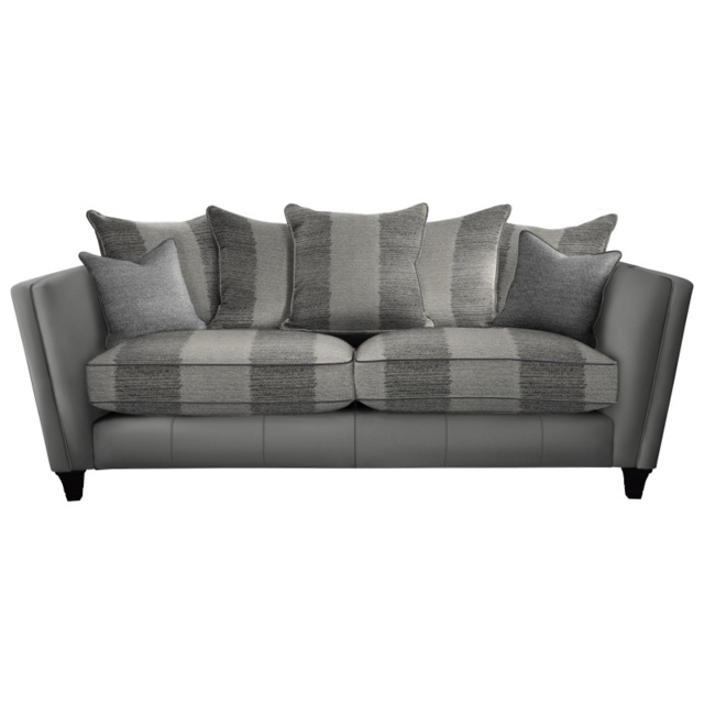 Parker Knoll Harlow Grand Pillow Back Leather/Fabric Sofa - Leather/Fabric Mix - image 1