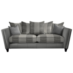 Parker Knoll Harlow Grand Pillow Back Leather/Fabric Sofa - Leather/Fabric Mix - thumbnail 1