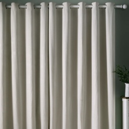 Laura Ashley Cornish Chenille Stripe Lined Eyelet Curtains - Natural - W 88 x D 72 - thumbnail 2