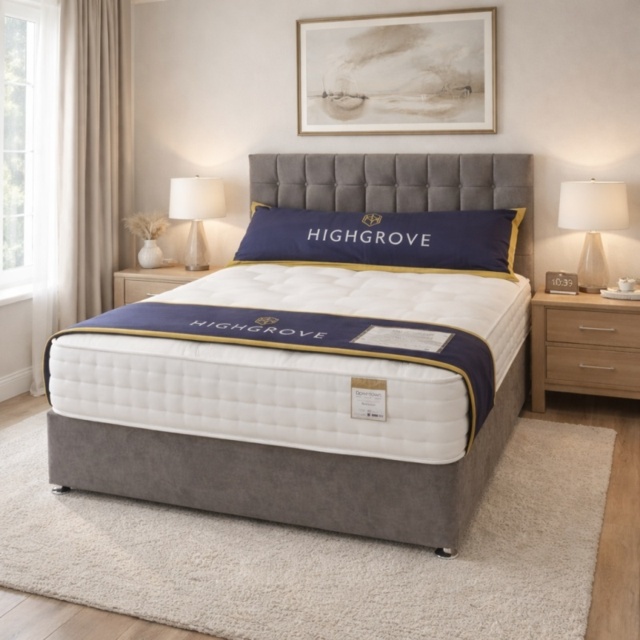 Highgrove Brixton Mattress and Divan Set With Headboard - 90cm Single - Side Lift Ottoman - Strutted Headboard - image 1