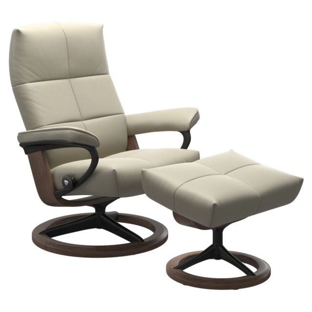 Stressless David Chair With Signature Base - Large - Noblesse Leather - With Footstool - image 1