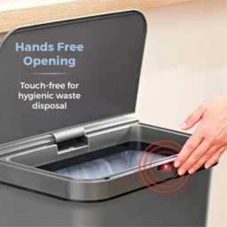 Tower 50L Rectangular Sensor Bin - Grey - thumbnail 3