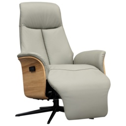 G Plan Kalmar Power Recliner Chair with Headrest - Leather Grade N - Dark Wood - Black Base - No - thumbnail 4