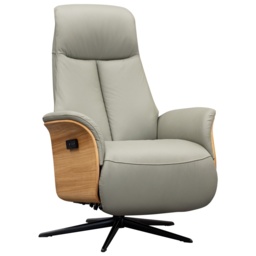 G Plan Kalmar Power Recliner Chair with Headrest - Leather Grade N - Dark Wood - Black Base - No - thumbnail 3