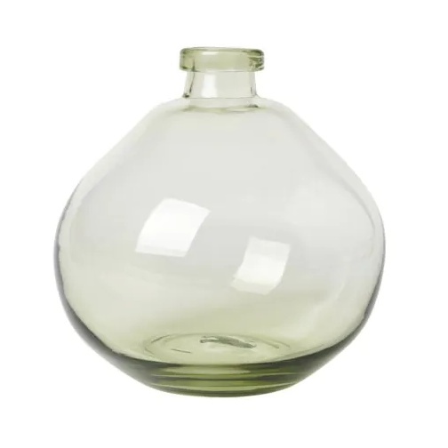 BHS Recycled Round Glass Vase - Green - image 1