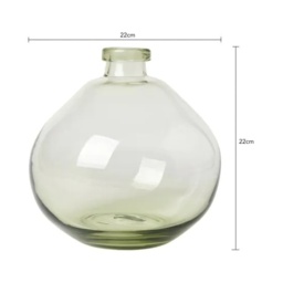 BHS Recycled Round Glass Vase - Green - thumbnail 2