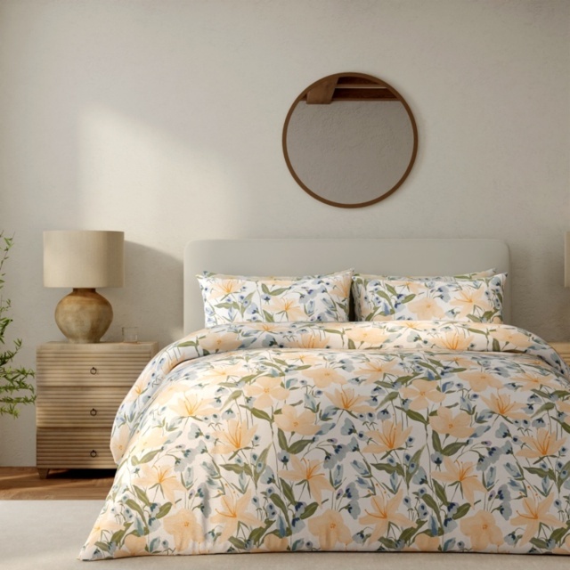 Vantona Garden Lilies Duvet Set - Yellow - Double - image 1