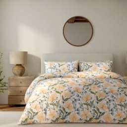 Vantona Garden Lilies Duvet Set - Yellow - Double - thumbnail 1