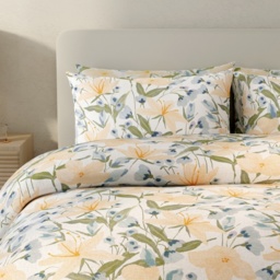 Vantona Garden Lilies Duvet Set - Yellow - Double - thumbnail 2