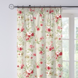 Fusion Jeannie Floral Lined Tape Top Curtains - Red - 46x72 - thumbnail 2