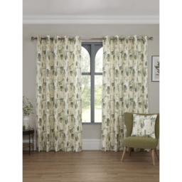 Sundour Bamford Abstract Lined Eyelet Curtains - Fennel - W 66 x D 90 - thumbnail 1