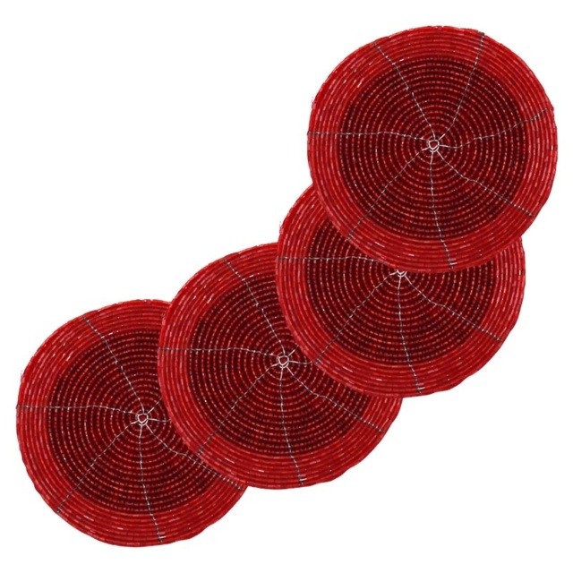 Peggy Wilkins Bliss Beaded Coasters Set Of 4 - Red - image 1
