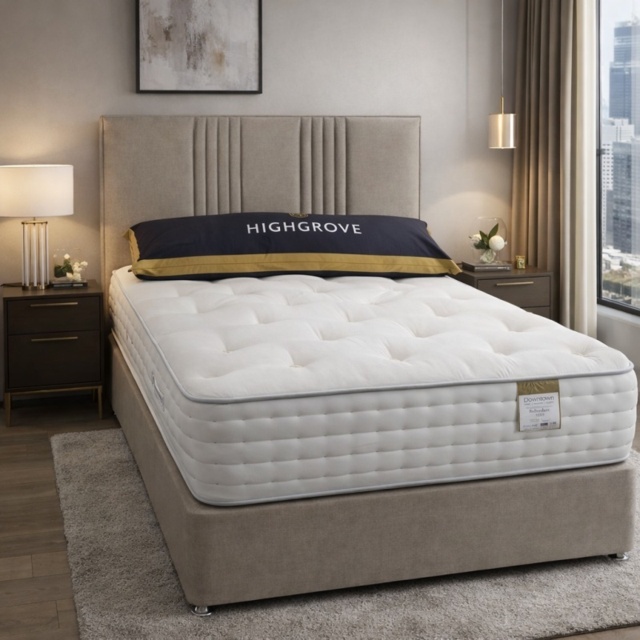 Highgrove Belvedere 3000 Mattress and Divan Set With Headboard - 120cm Small Double - Side Lift Ottoman - Floor Standing Headboard