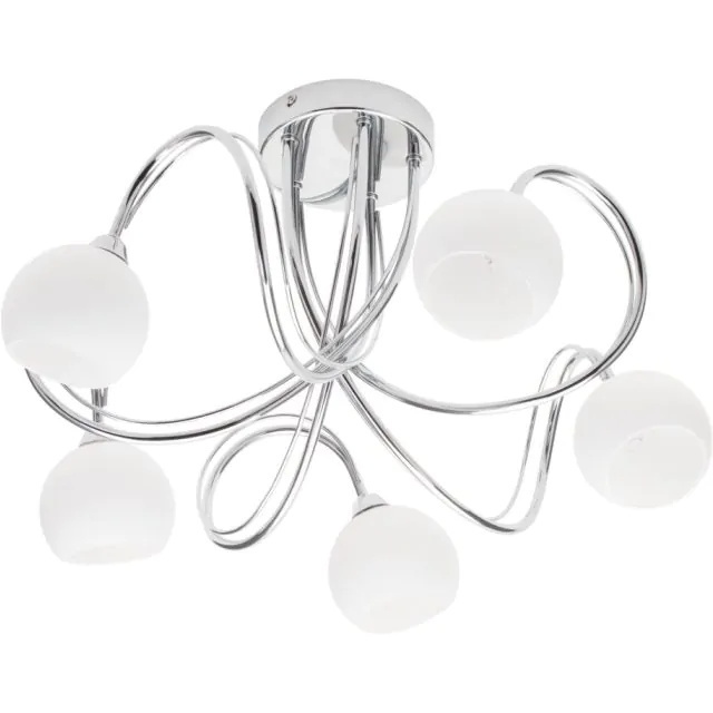 BHS Soni 5 Light Flush Ceiling Light - Chrome/Opal - image 1
