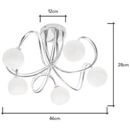 BHS Soni 5 Light Flush Ceiling Light - Chrome/Opal - thumbnail 2